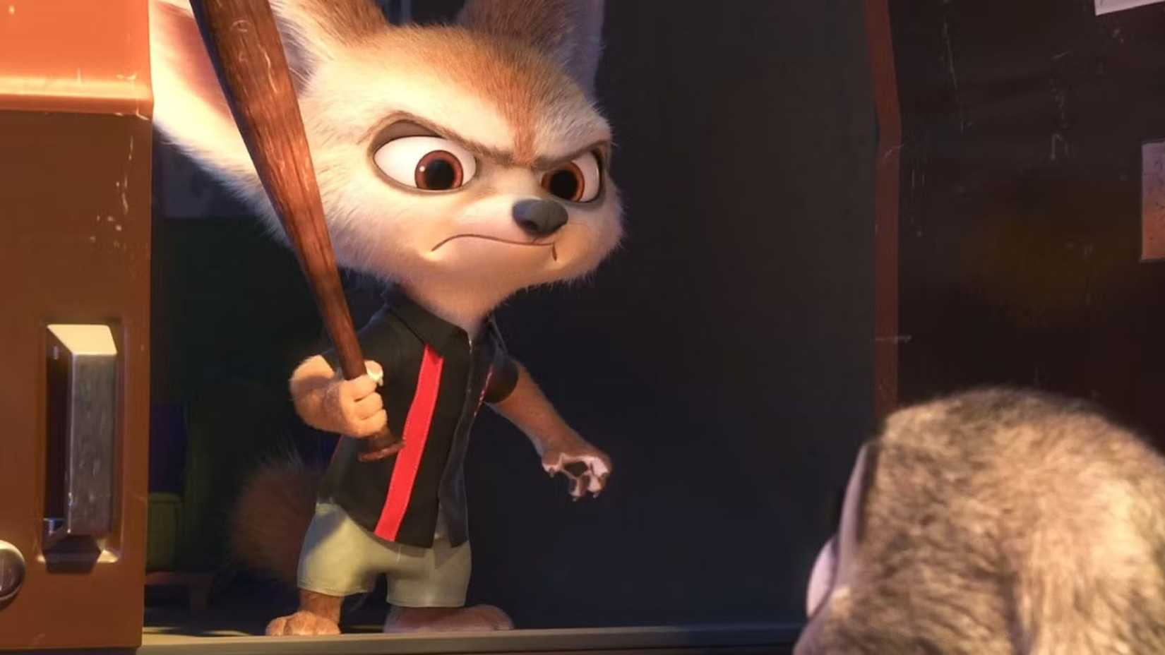 Finnick com um taco em Zootopia dublado por Tiny Lister