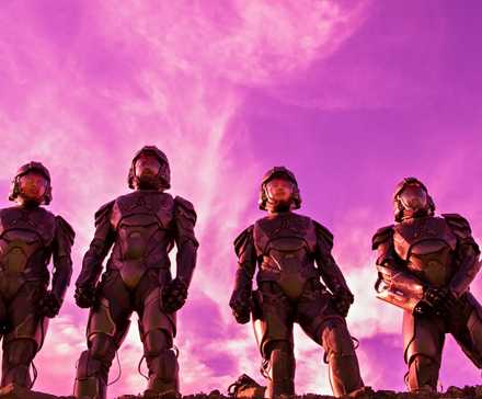 TV's Best Sci-Fi Villain Of The 21st Century 1 Four Martian soldiers in front of a purple sky in The Expanse