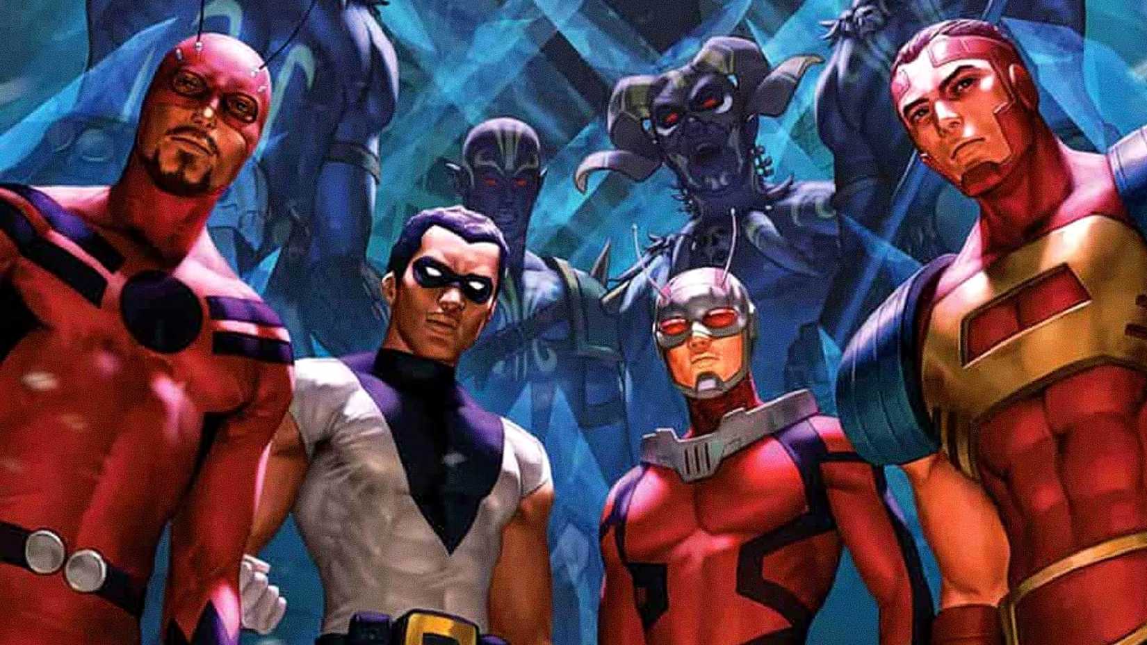 Four size-shifting superheroes stand together in Ant-Man #3 cover