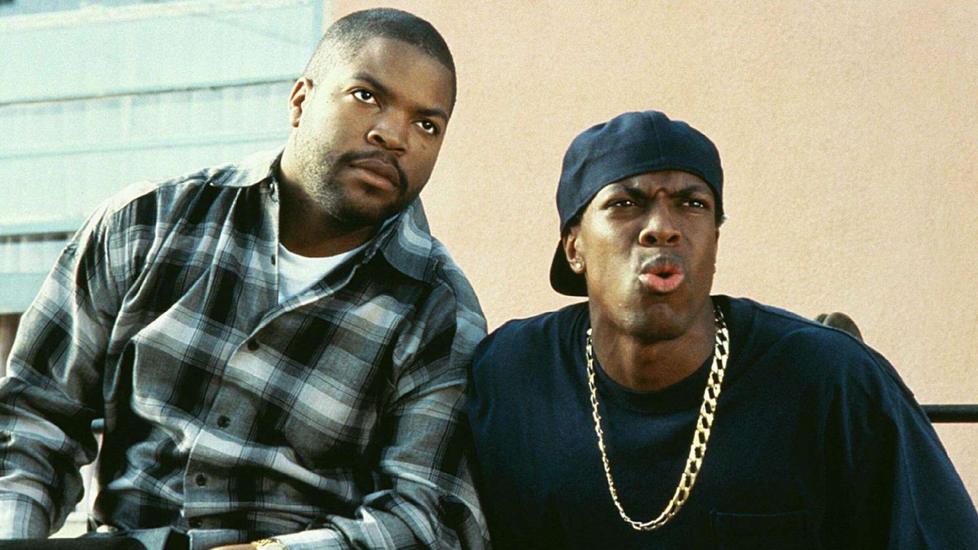 Chris Tucker and Ice Cube look on in shock in Friday
