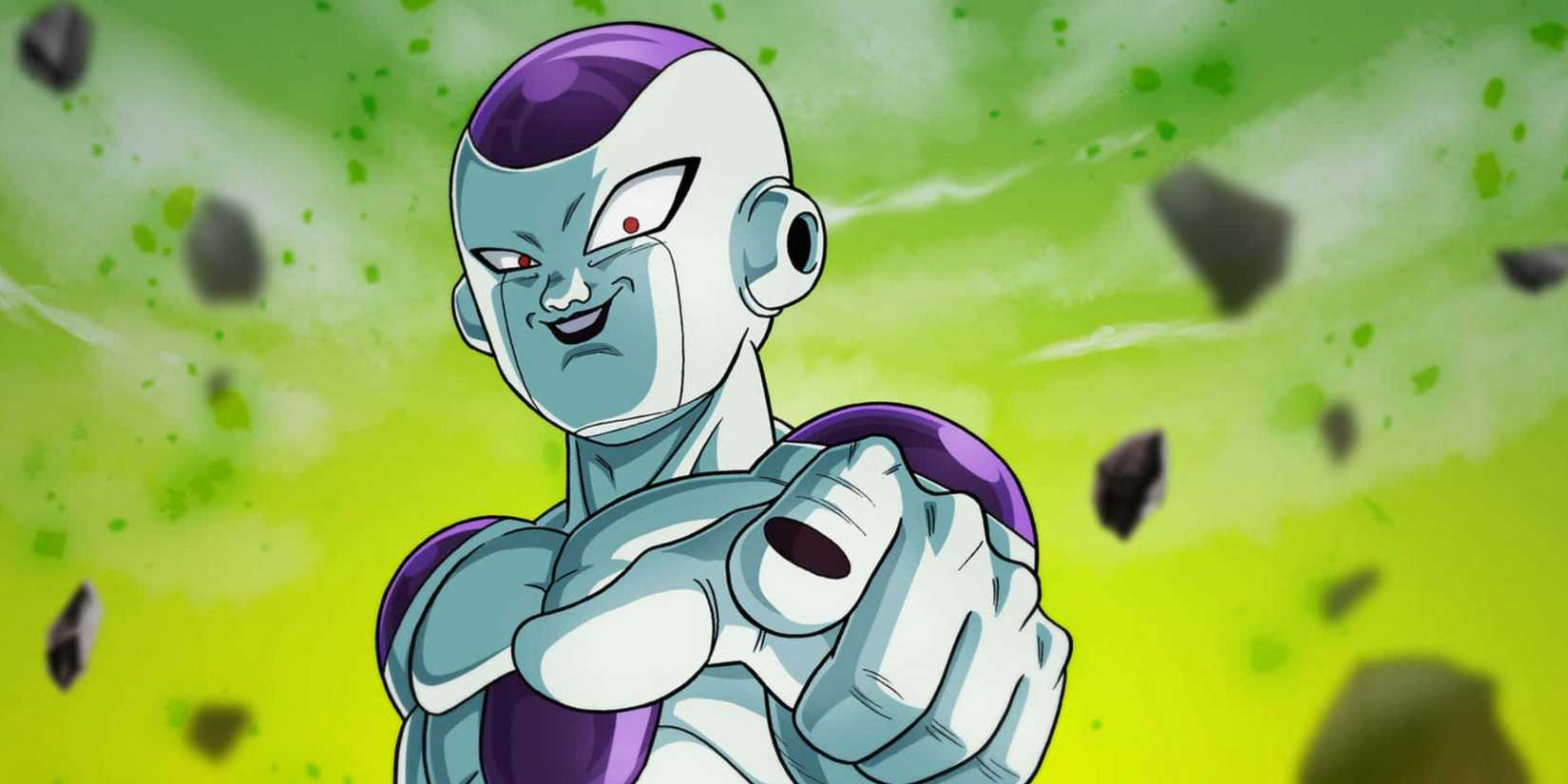 Frieza apontando para a câmera em Dragon Ball Z