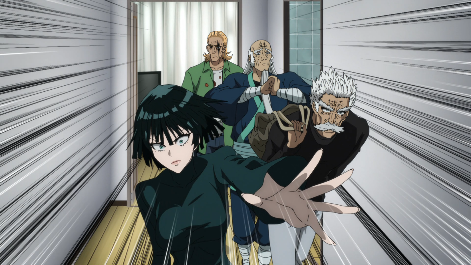 Fubuki, Bang, Bomb, and King as seen in One Punch Man Season 3