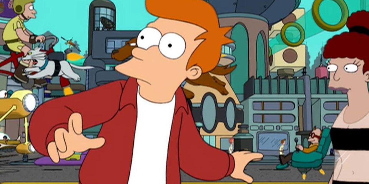 Fry e Leela nel primo episodio di Futurama