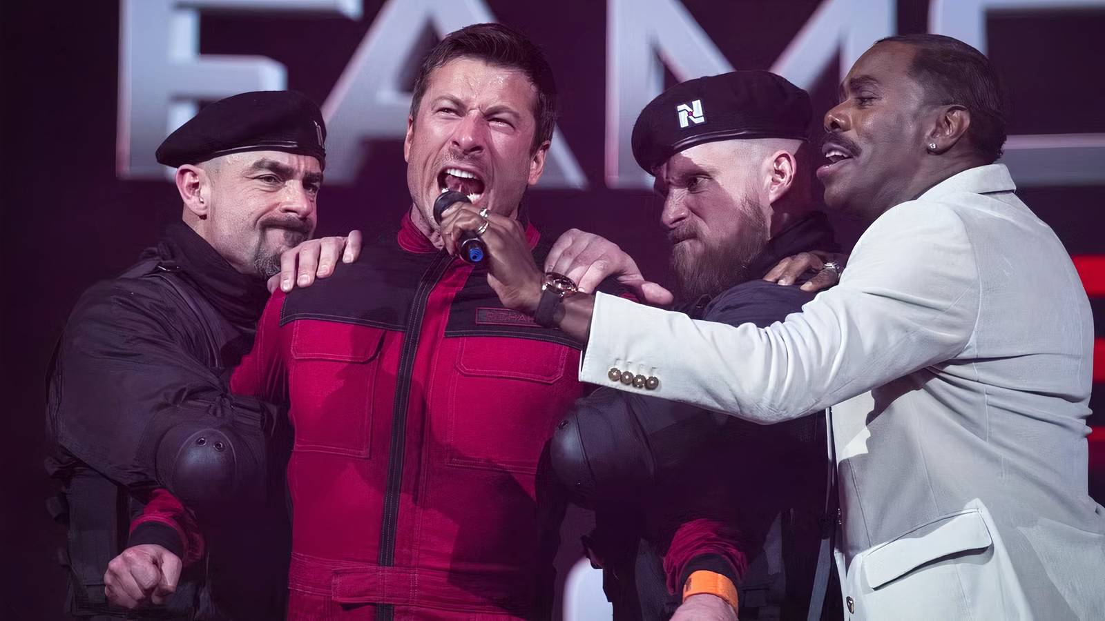 Glen Powell Colman Domingo in The Running Man