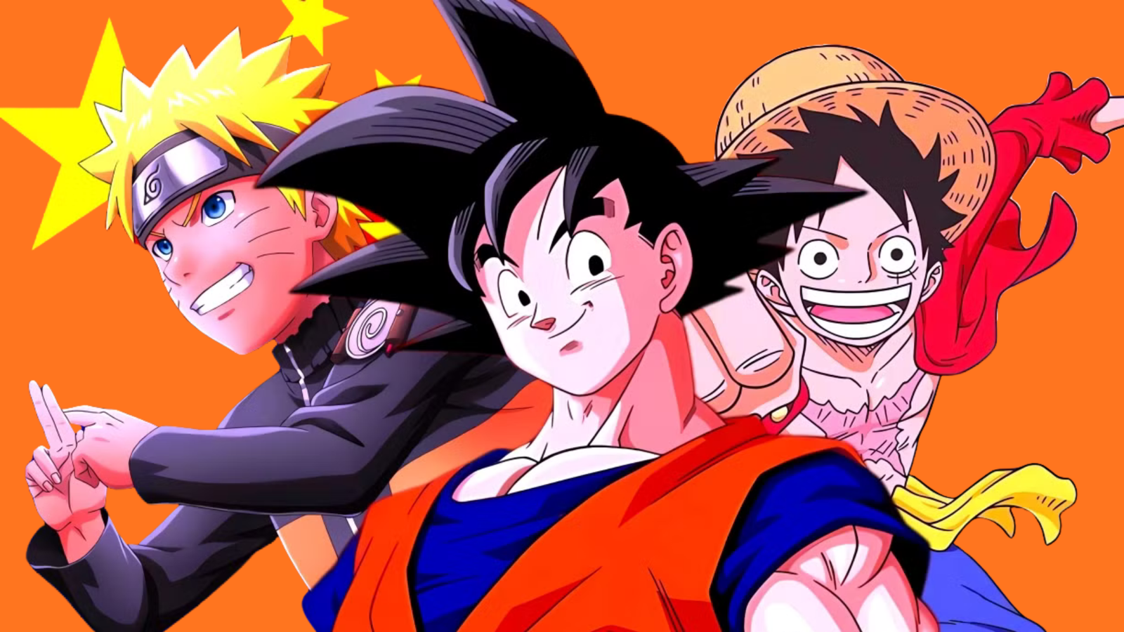 Goku, Naruto, and Luffy