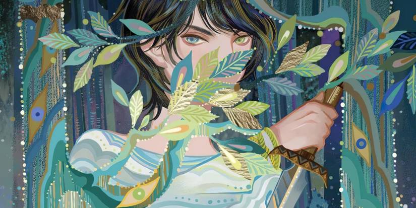 Capa do livro Graceling mostra uma assassina escondida nas folhas com uma faca