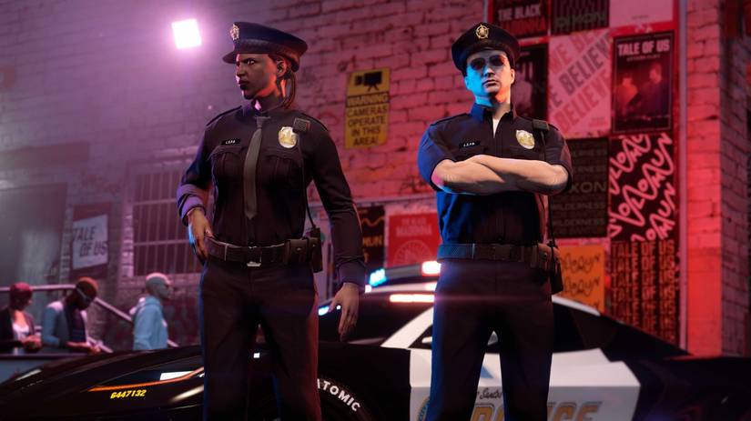 GTA Online two cops standing next to each other in uniform