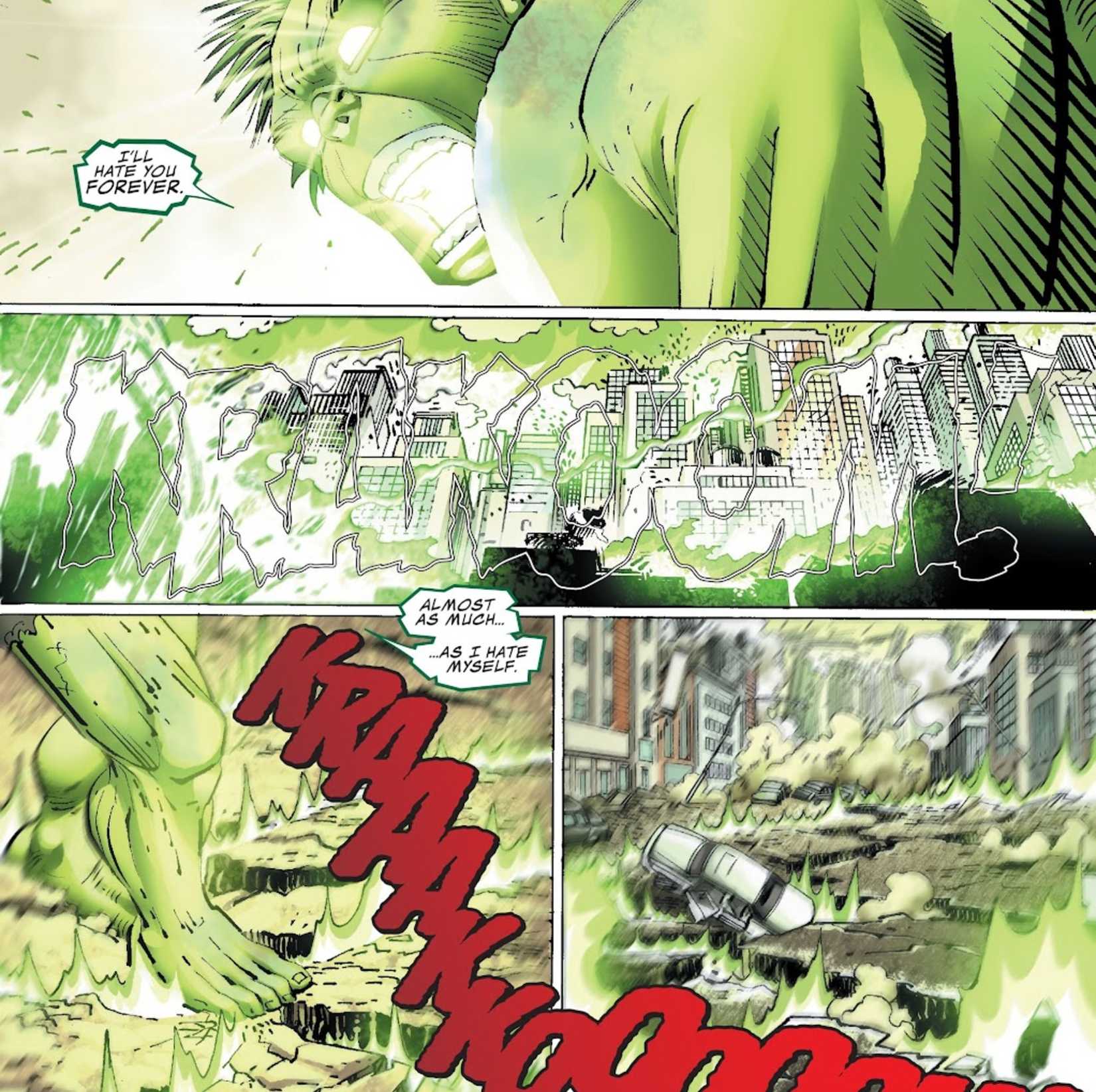 hulk's green scar causes earthquakes with a footstep