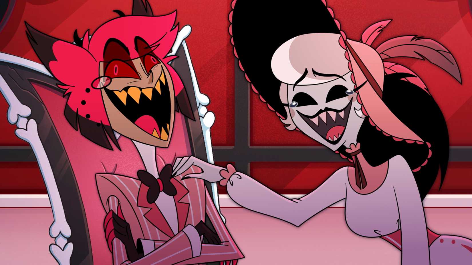Rosie e Alastor dando risada na temporada 2 de Hazbin Hotel