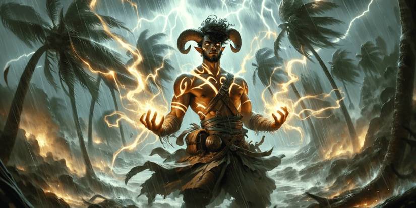 Dungeons and Dragons Fathomless Warlock character controlling the weather