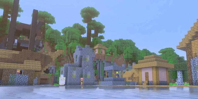 Minecraft Jungle village from Shipwreck Jungle Sanctuary seed