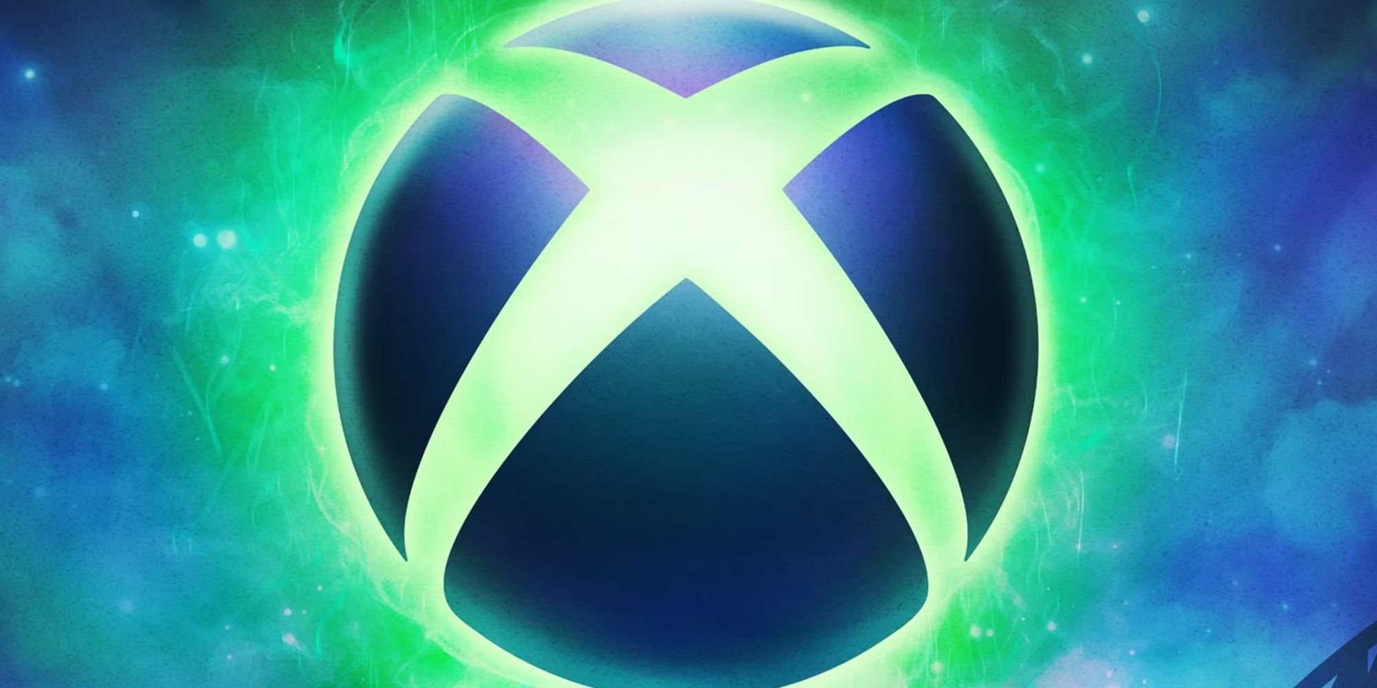 The Xbox logo shines with green lights.