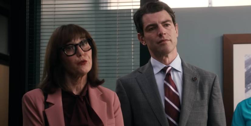 Jill Talley como Holly Bodgemark e Max Greenfield como Jack Beringer em A Man on the Inside 2ª temporada