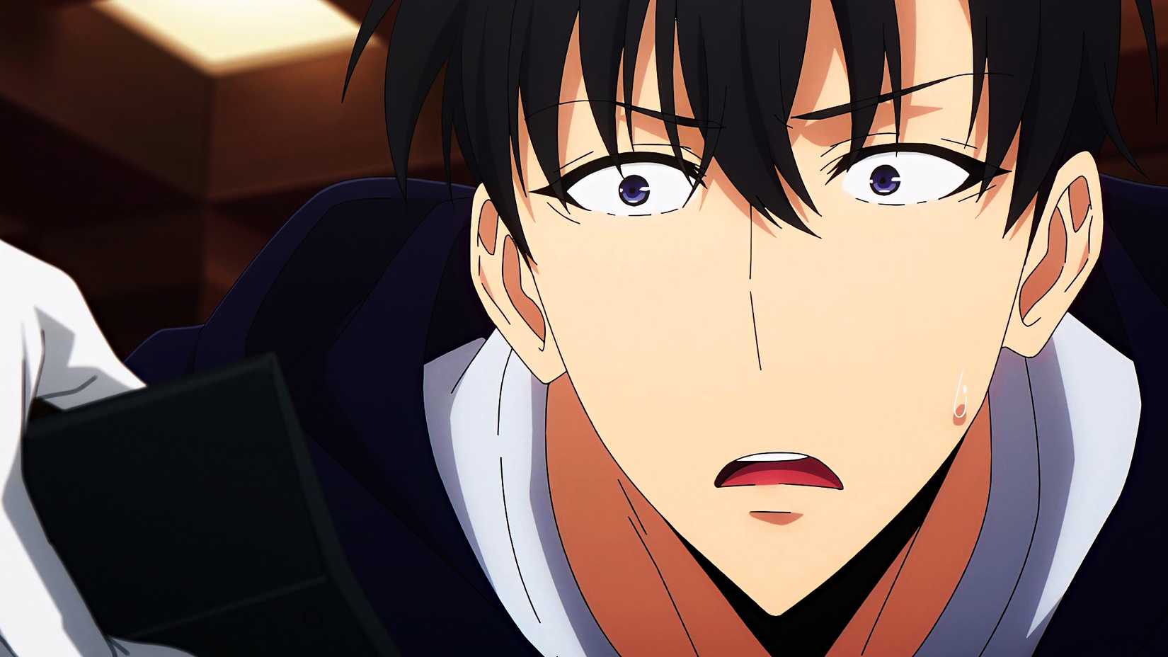 Jinwoo from Solo Leveling with a surprised expression