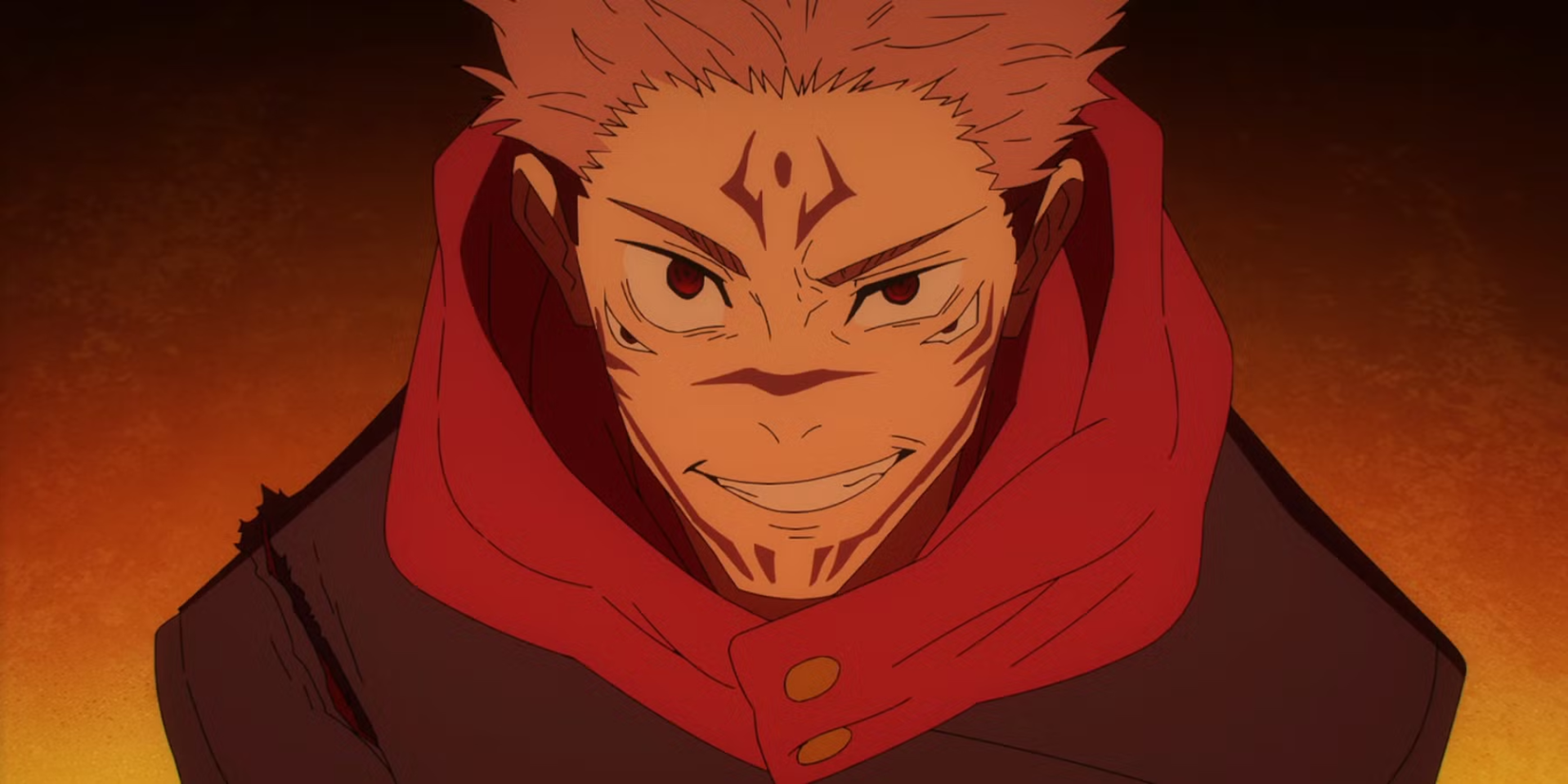 Jujutsu Kaisen anime featured image - Sukuna in Yuji's body smirking