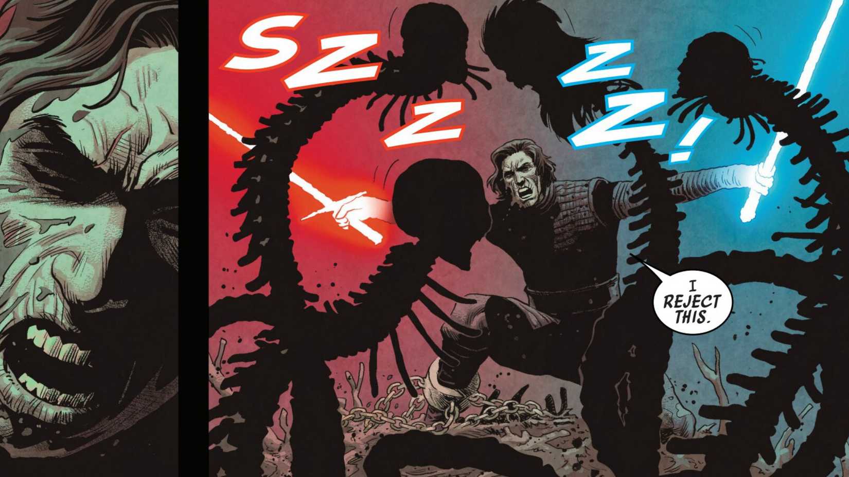 Kylo Ren Wielding Red and Blue Lightsabers in Legacy of Vader #10