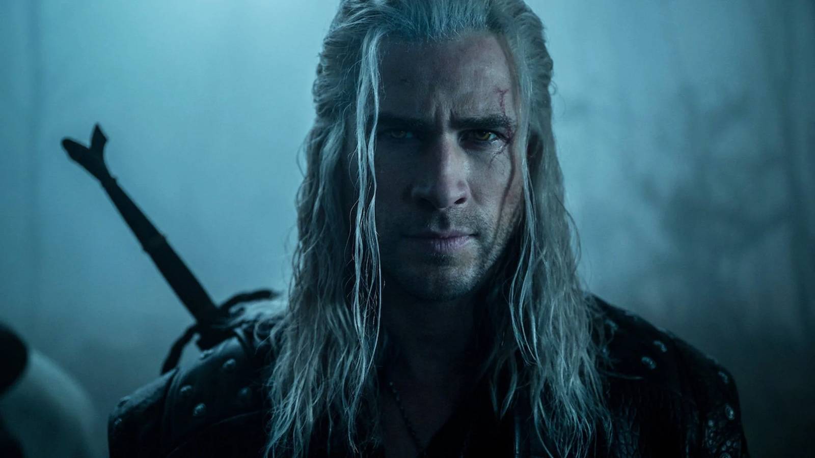 Lieam Hemsworth looking serious as Geralt of Rivia in The Witcher season 4