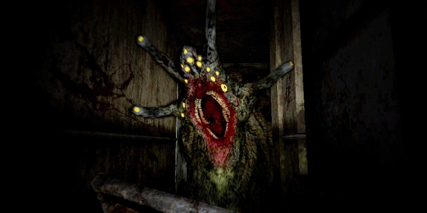 A giant snail monster charges the player in Living Hell.