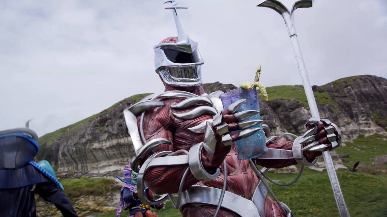 Lord Zedd in Power Rangers Cosmic Fury holding a two-pronged staff.