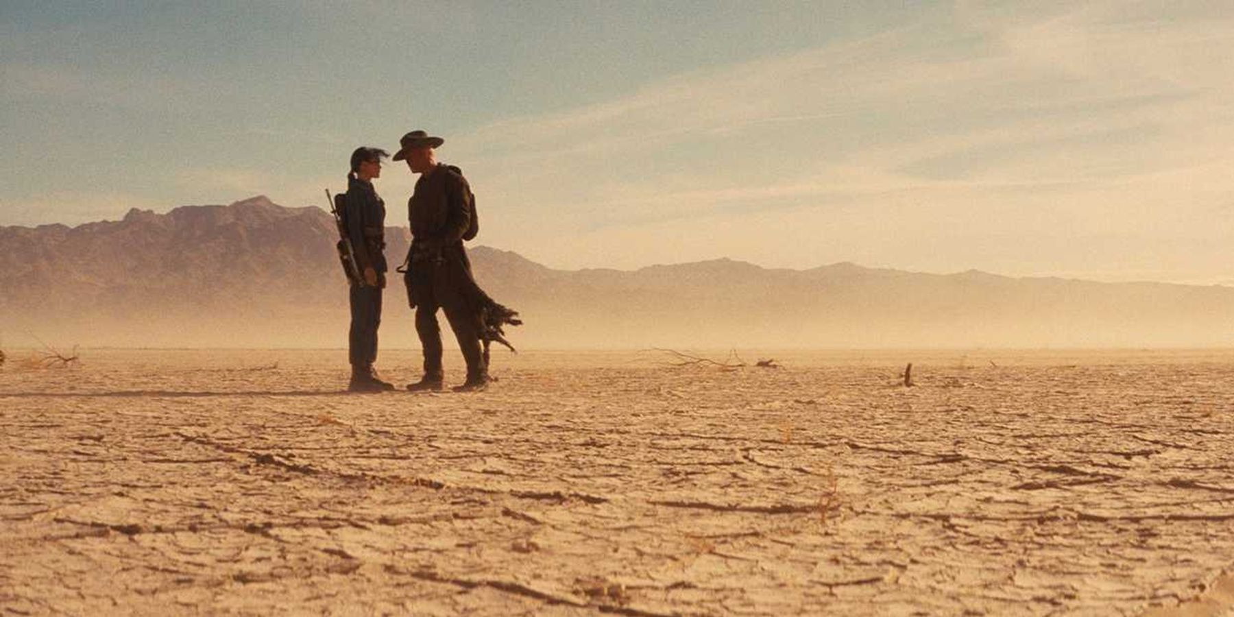 Lucy (Ella Purnell) and the Ghoul (Walton Goggins) in the desert in Fallout season 2