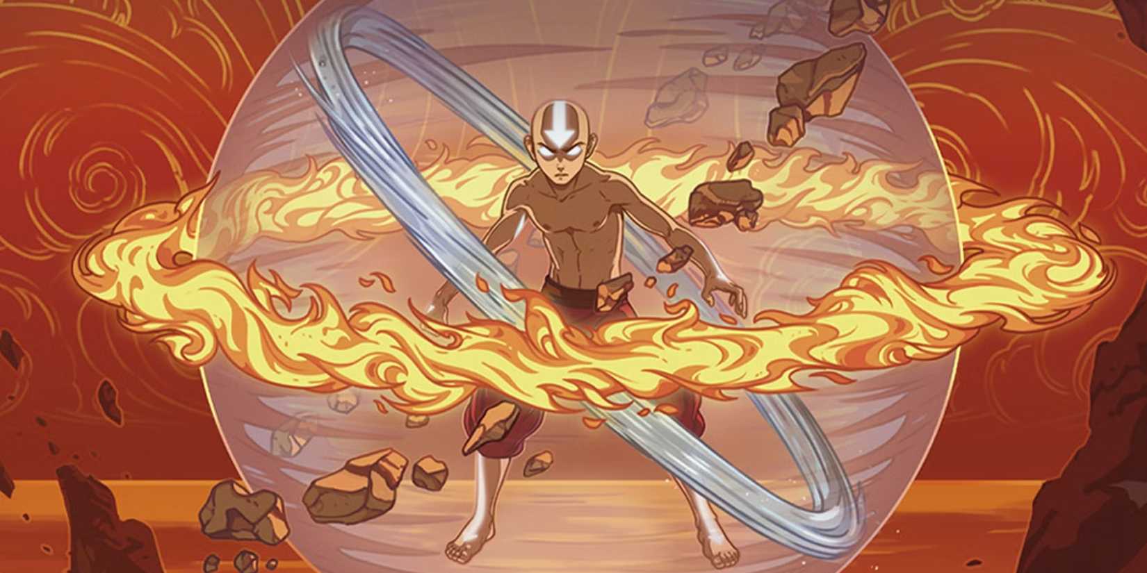 Aang bends all four elements in Magic The Gathering: Avatar The Last Airbender.
