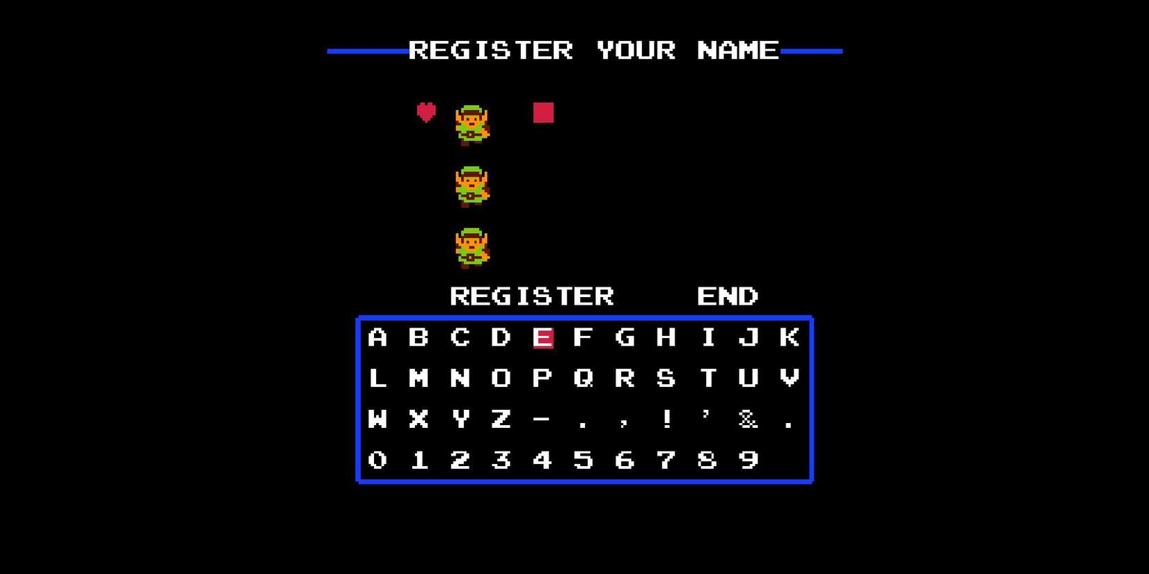 Making a new save file in the original Legend of Zelda game