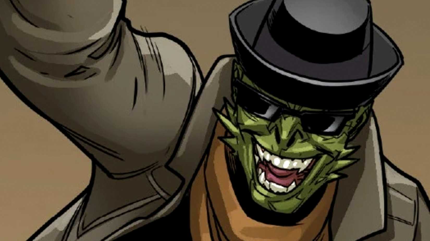 Marvel's Terror smiles while wearing hat and glasses
