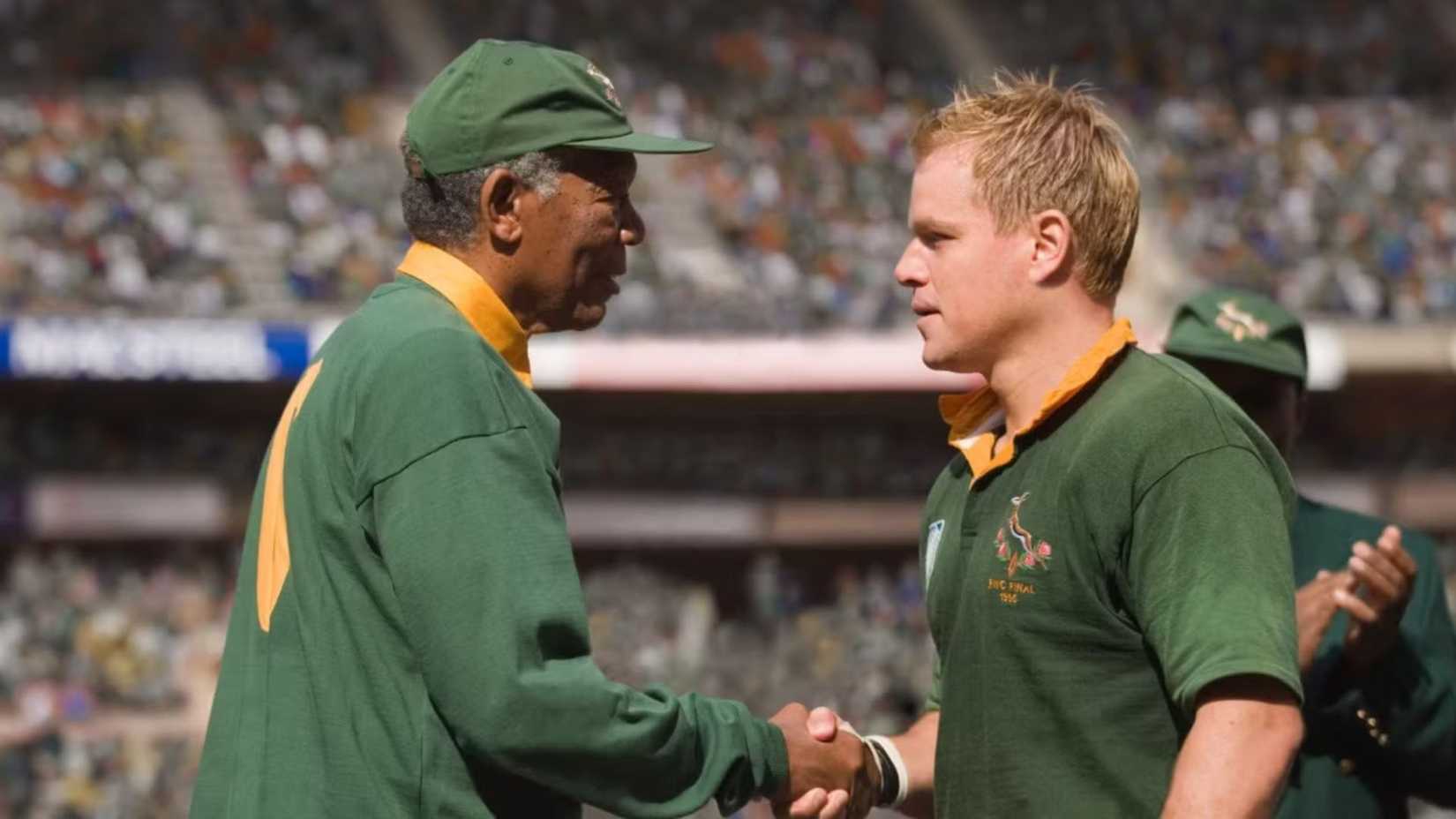 Matt Damon e Morgan Freeman em Invictus