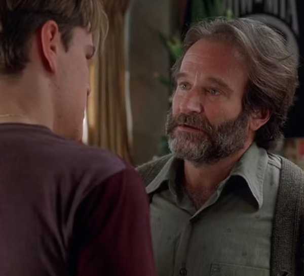 Matt Damon as Will talking with Robin Williams as Sean in Good Will Hunting