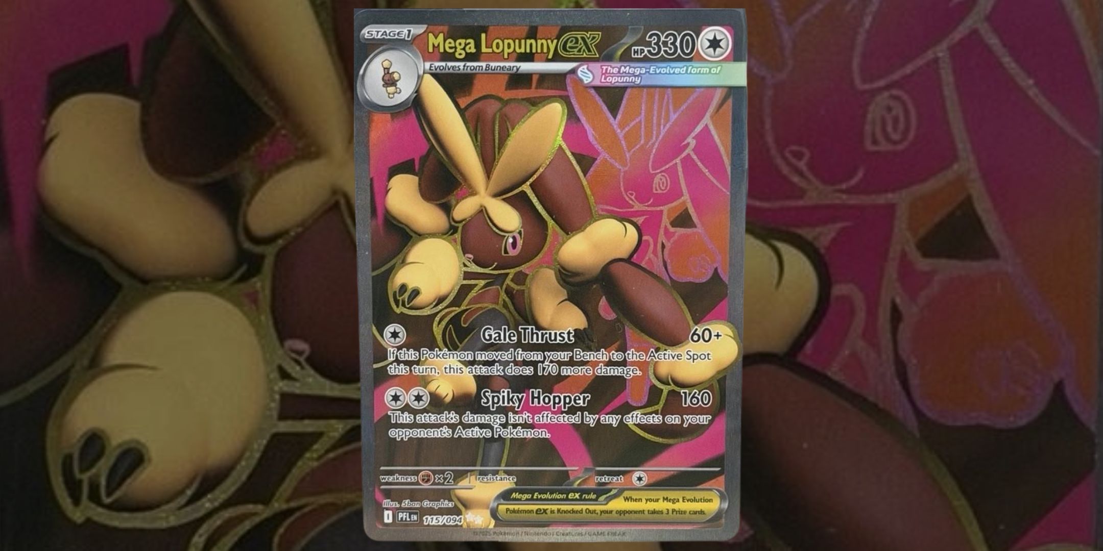 Mega Lopunny ex card 115 from Pokemon Phantasmal Flames