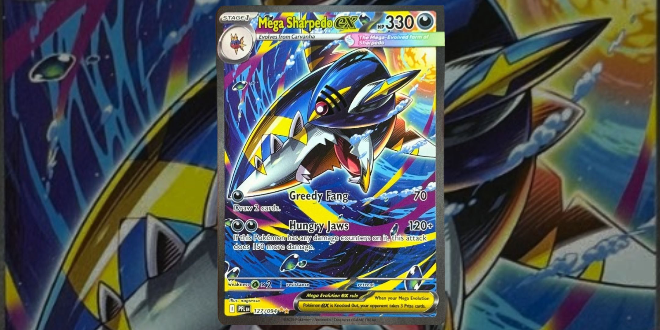 Mega Sharpedo ex card 127 from Pokemon Phantasmal Flames
