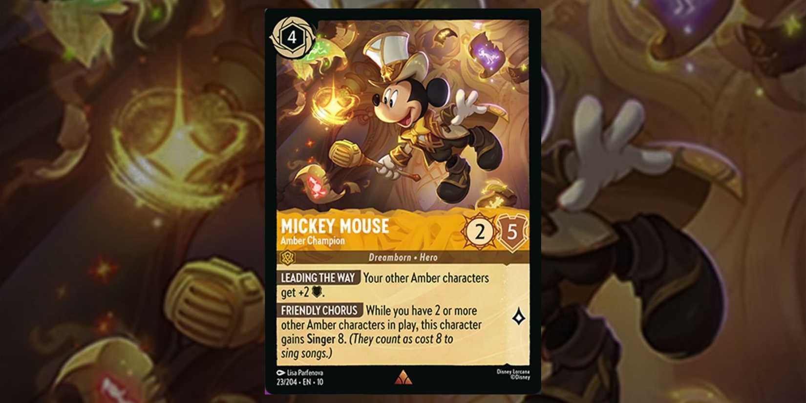 Mickey Mouse Amber Champion card 23 Disney Lorcana Whispers in the Well