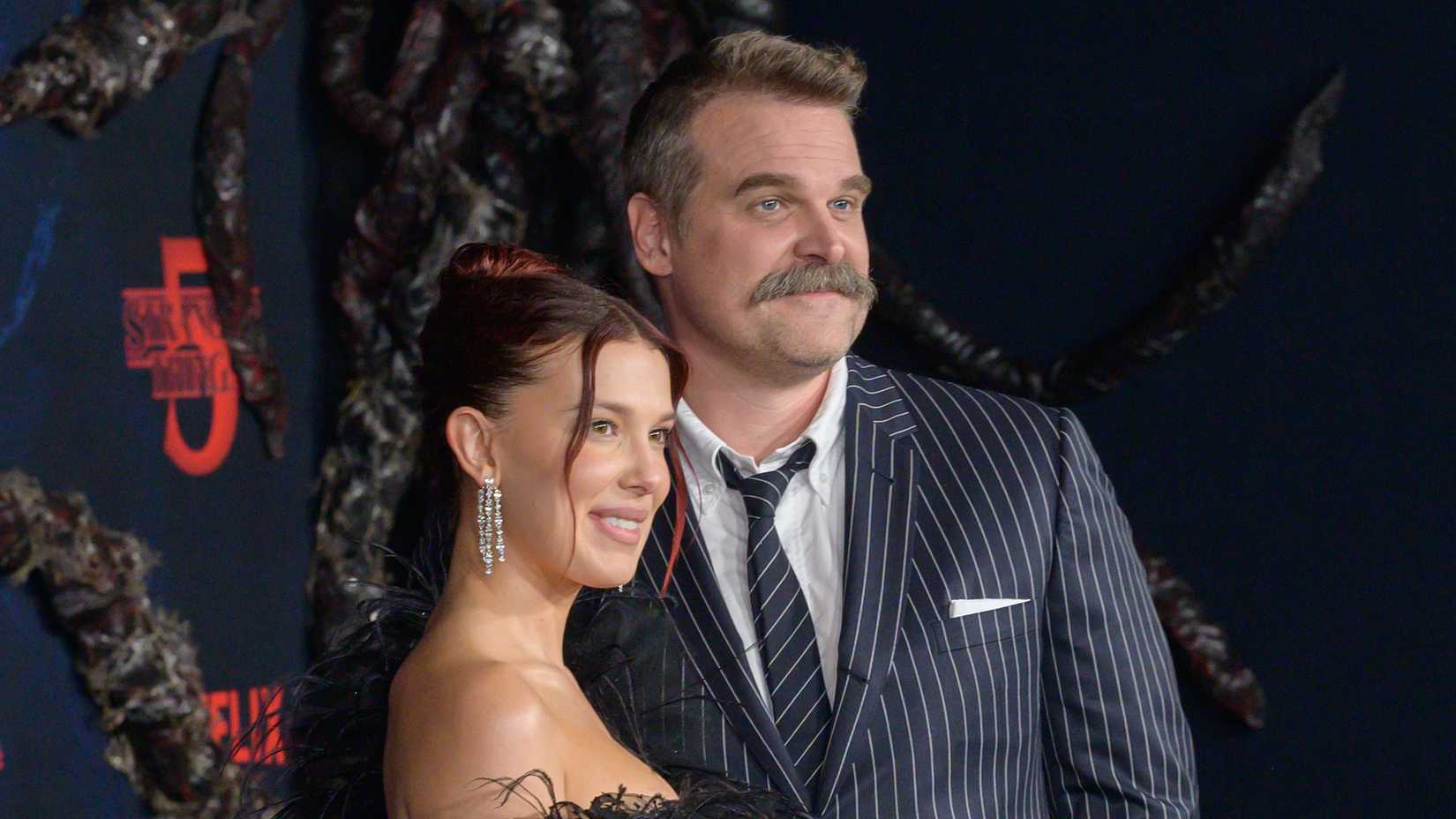 Millie Bobby Brown and David Harbour at the Red carpet for the LA Season 5 premiere of Stranger Things