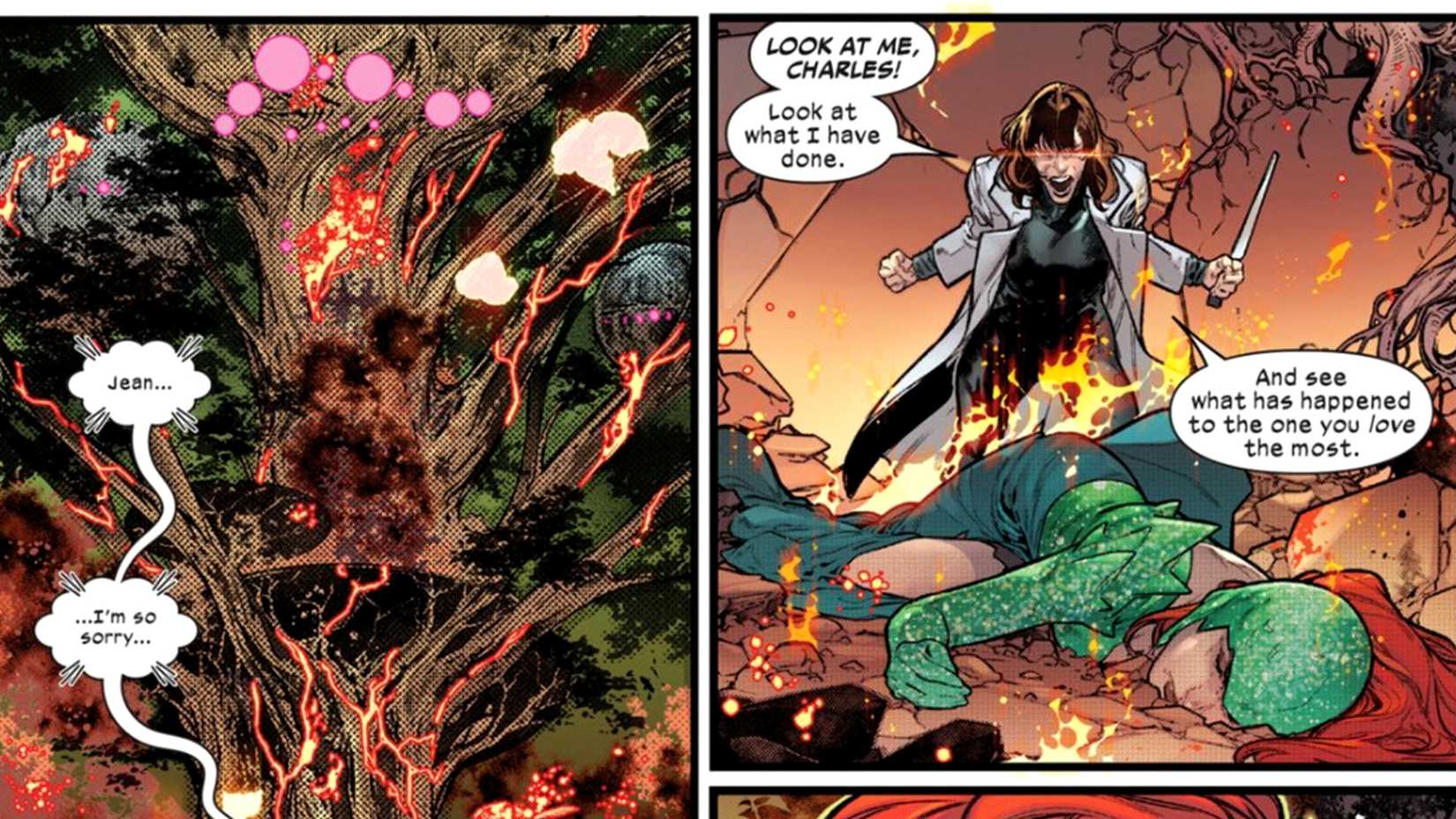 Moira MacTaggert stabs Jean Grey at the Hellfire Gala in X-Men comic