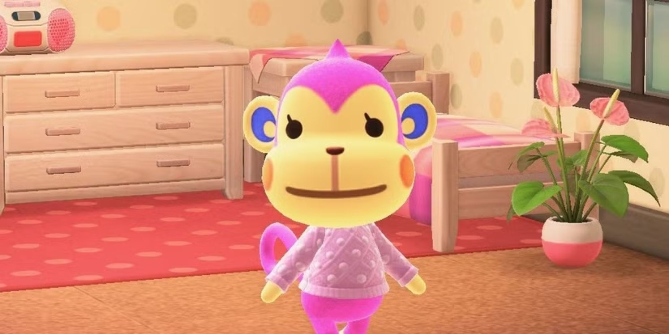 Nana la scimmia rosa in Animal Crossing New Horizons