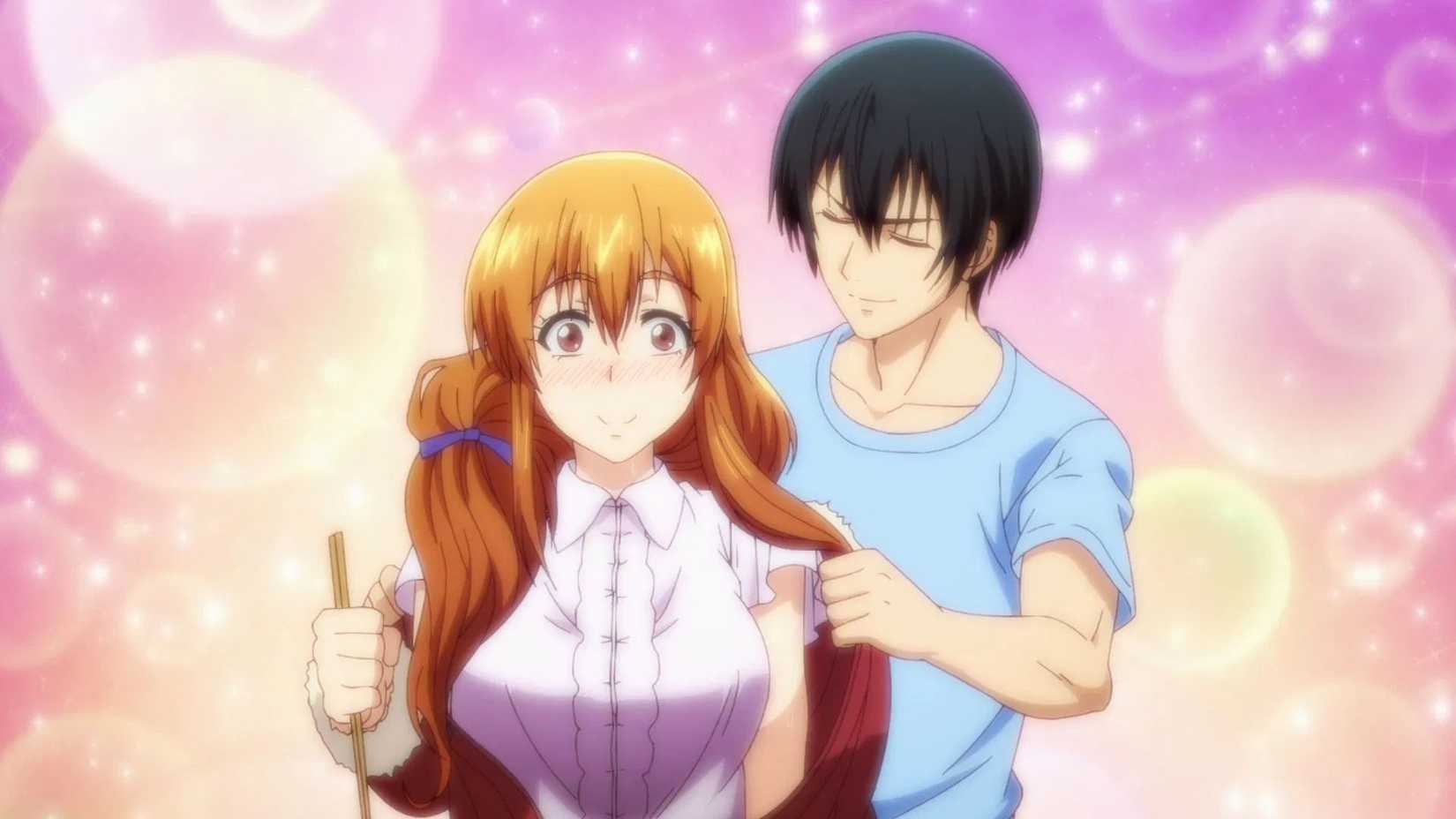 Iroi helping Nanaka take off her cardigan in Grand Blue Dreaming Season 2