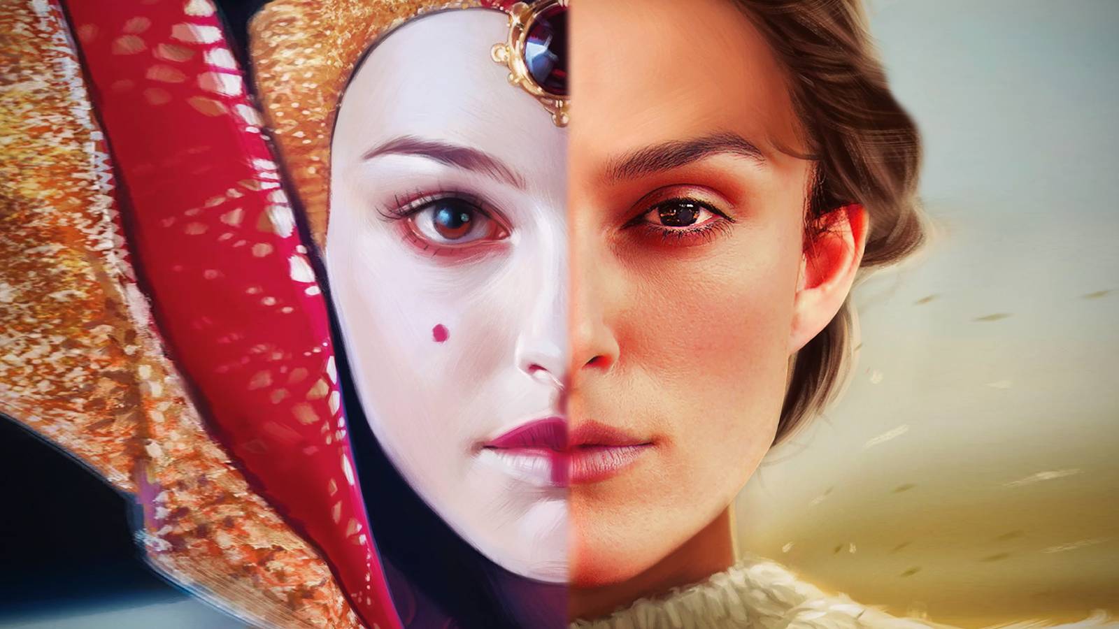 Natalie Portman and Keira Knightley as Padme Amidala in Star Wars
