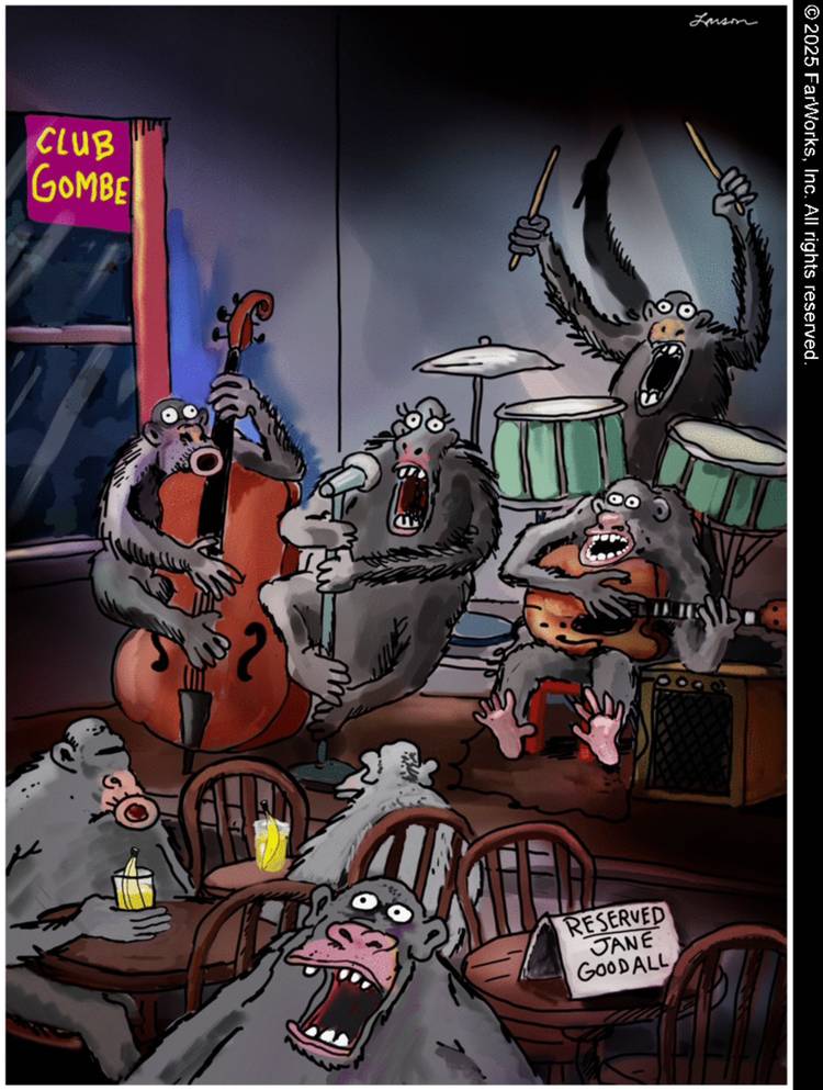 nuovo comic di The Far Side su Jane Goodall
