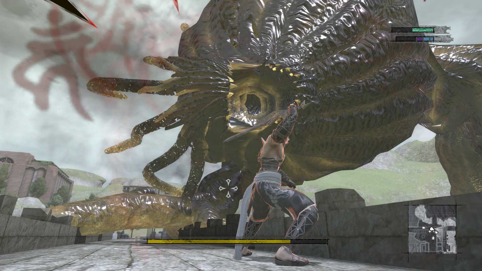 Nier character faces off against large monster-1