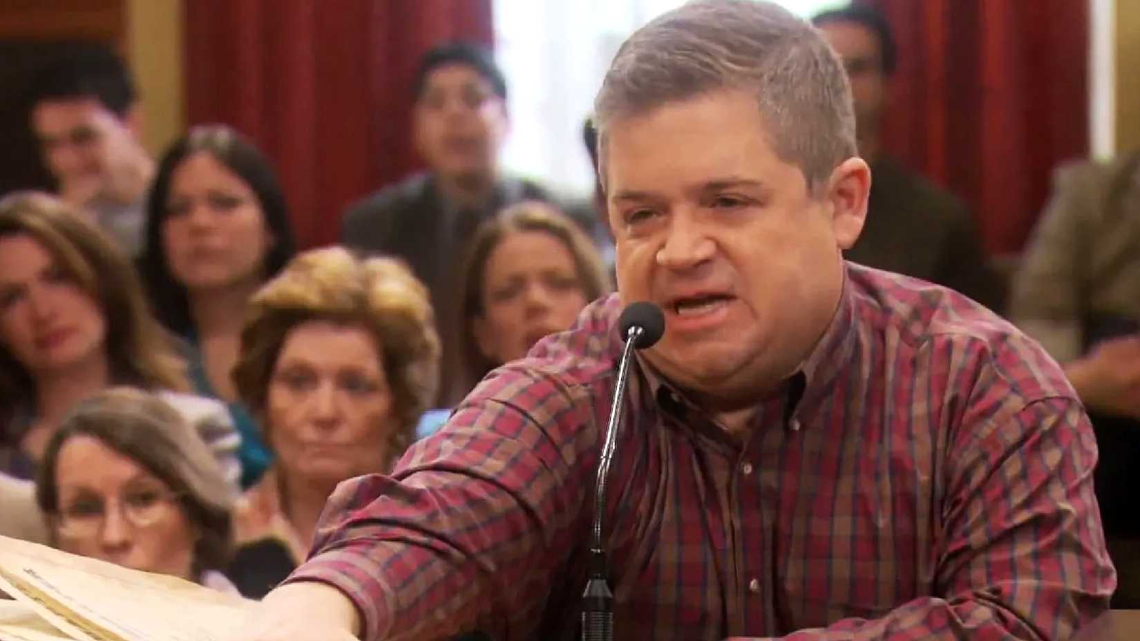 Patton Oswalt's Garth Blundin pitches a crossover movie as a filibuster in Parks & Rec