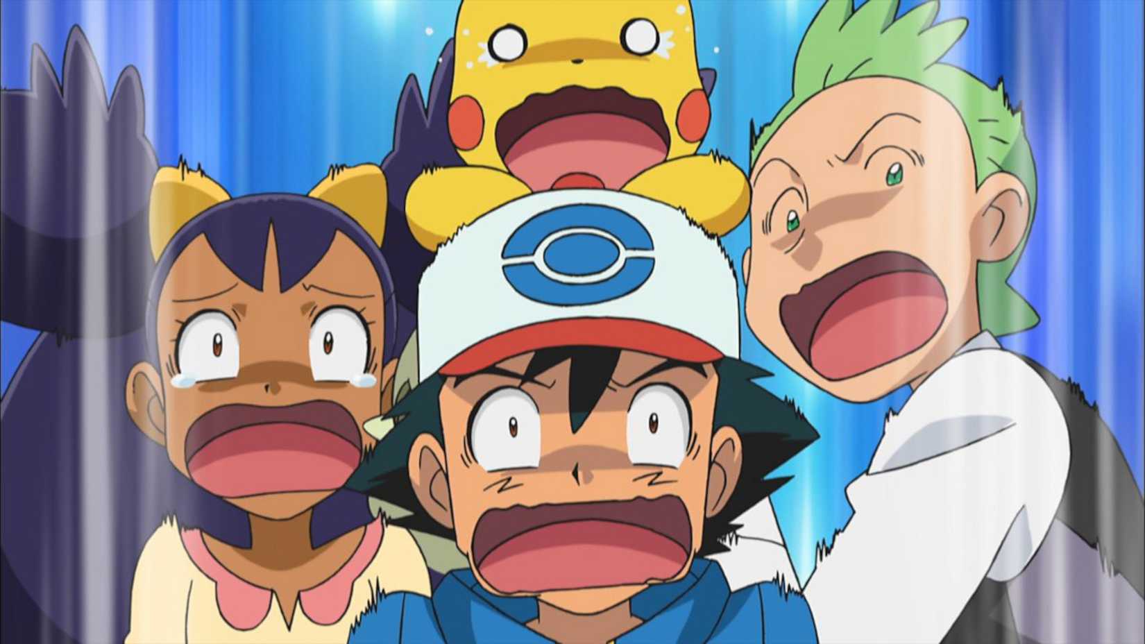 Pokemon anime Ash and Pikachu scared