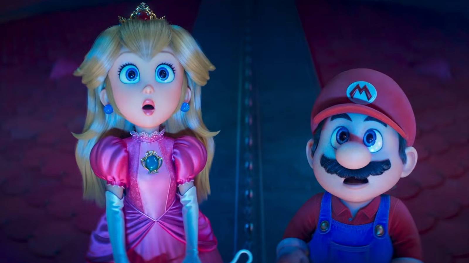 Princess Peach and Mario in The Super Mario Galaxy Movie