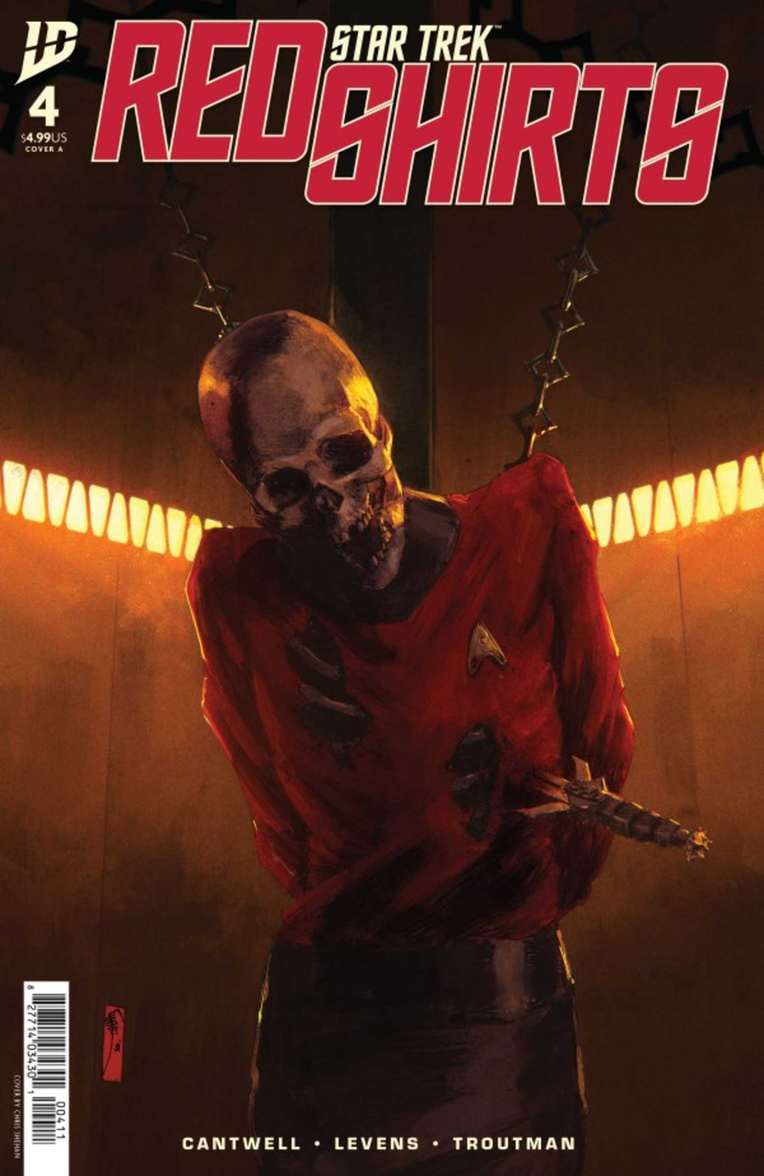 Red Shirts #4 cover, a skeletal Red Shirt with daggers sticking out of them