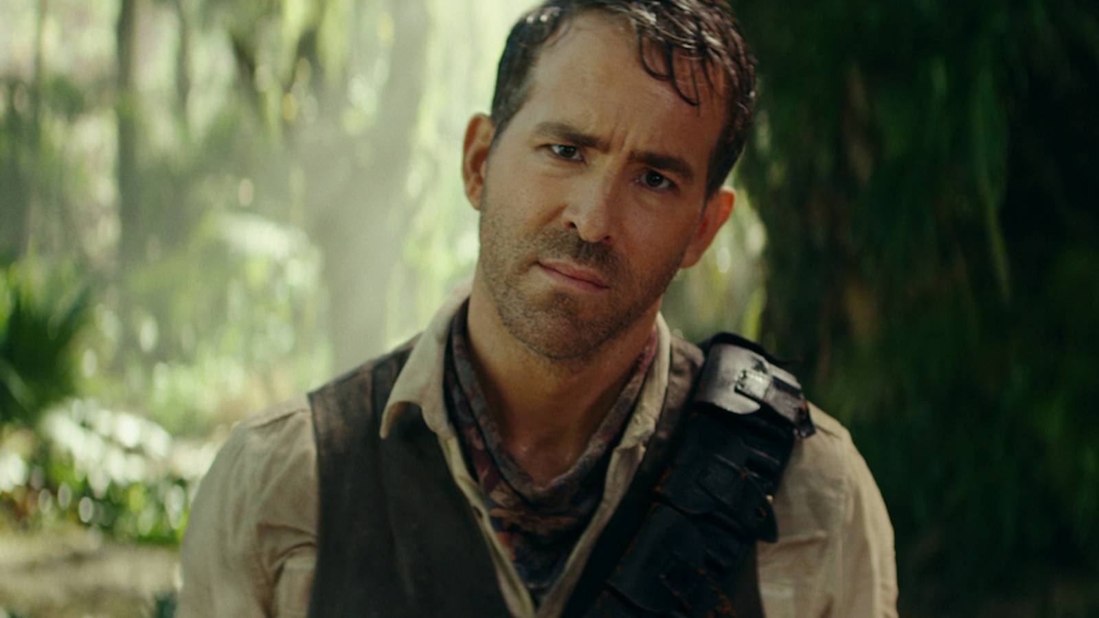 Ryan Reynolds looking confused in Red Notice