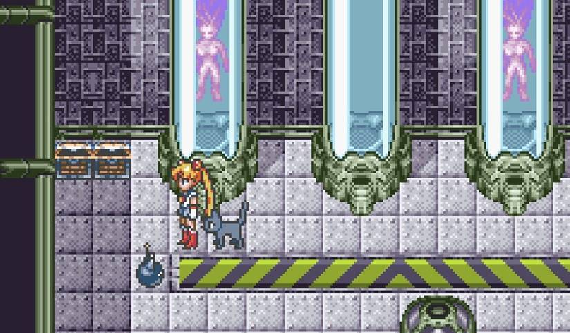 Sailor Moon Another Story screenshot of usagi next to tubes with people
