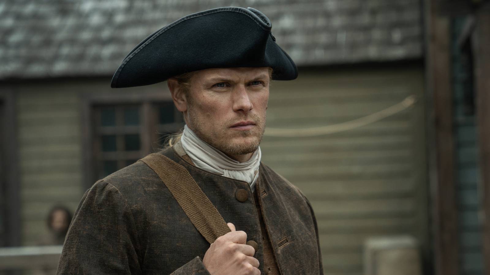 Sam Heughan looking ahead in a promo shot for Outlander