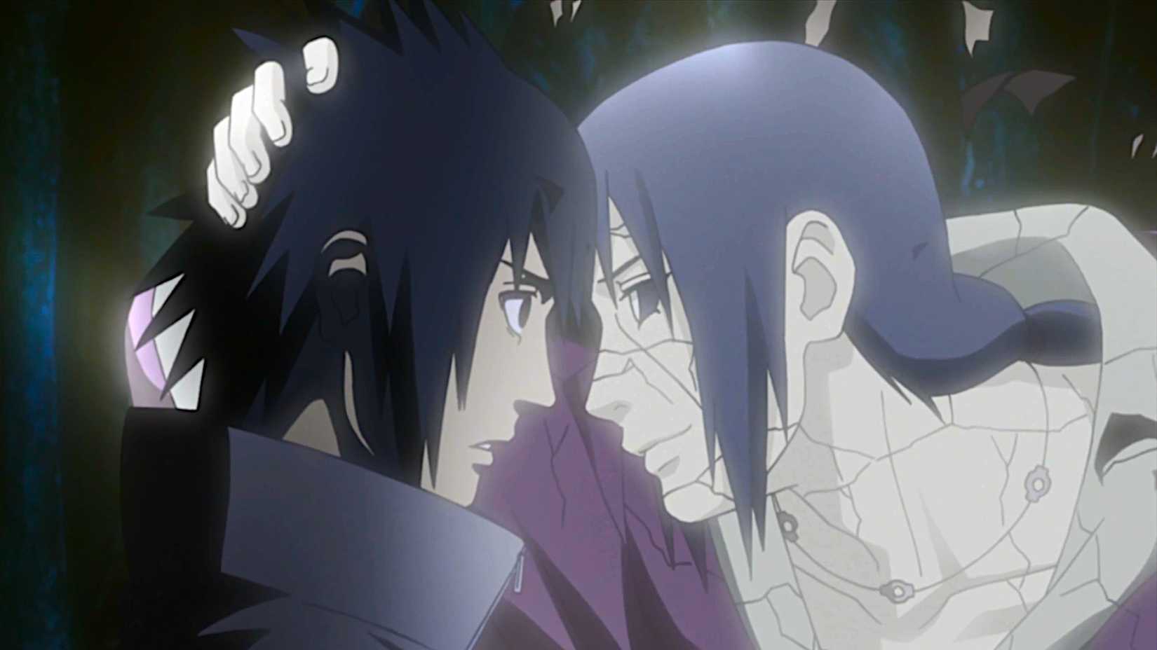 Sasuke and Itachi goodbye in Naruto