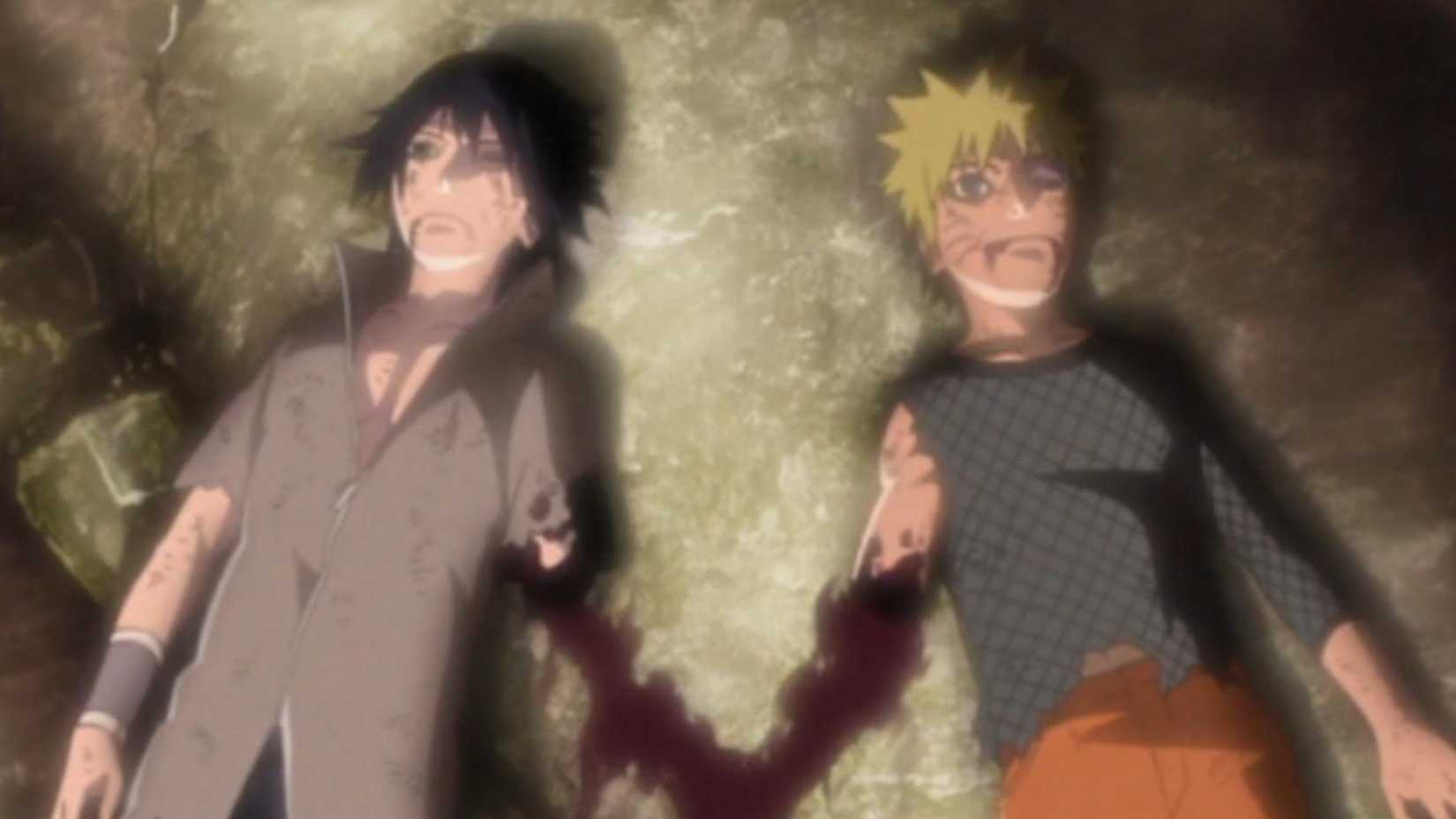 Sasuke e Naruto no fim de sua luta