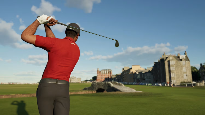 PGA Tour 2K25 screenshot of character swinging a golf club