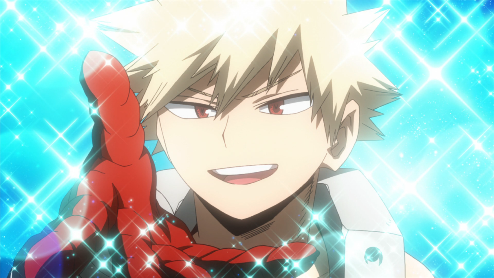 Bakugo Smiling With a Shimmering Aura
